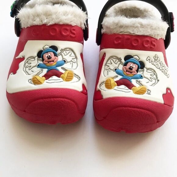 Crocs Mickey fuzzy lined clog sandal VGUC size 5/6 - Picture 4 of 8